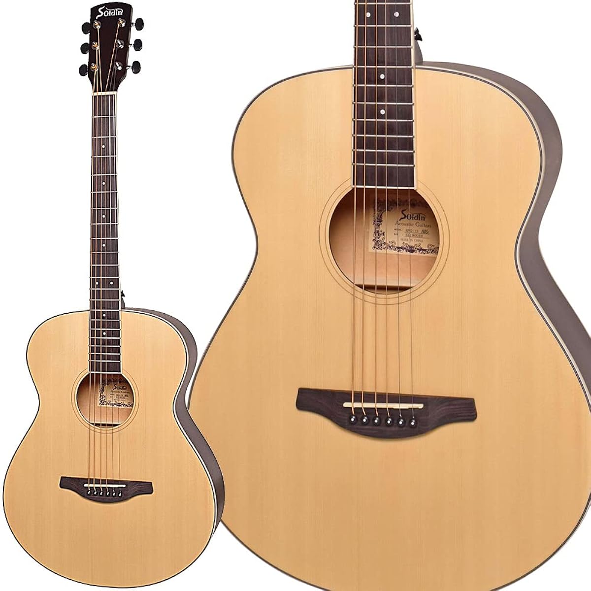 Soldin SFG-15 Natural Satin Acoustic Guitar Matte Finish Small Folk Size Soldin