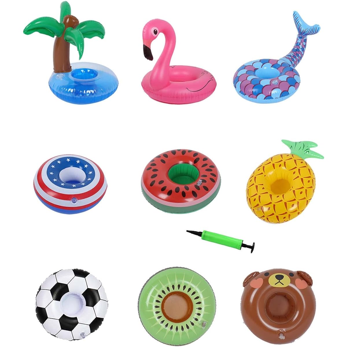 CPTC Floating Drink Cup Holder for Pool, 10 Pack Inflatable Drink Holder Drink Float for Swimming Pool Party