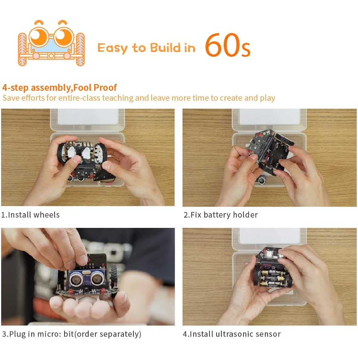 DFROBOT Maqueen Microbit Robot Platform - Graphical Programming Educational Robot Car for Kids - STEM Learning DIY Mini Robot Kit for Maker Education (No Micro:bit Board)