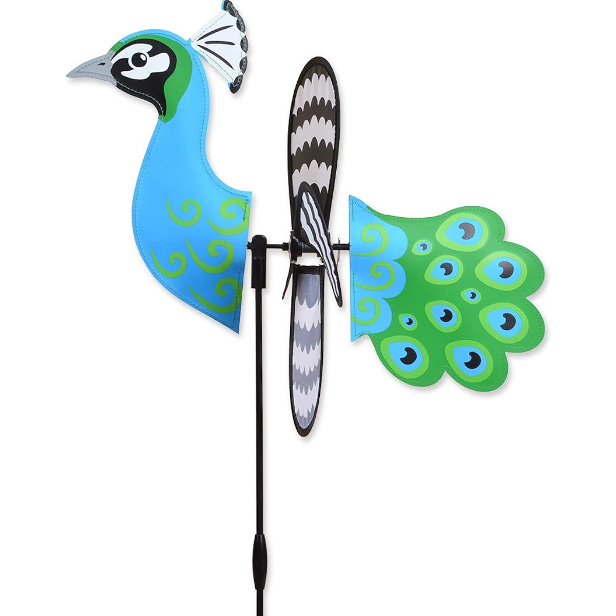 PEACOCK Petite Garden Stake Wind Spinner by Premier Kites & Designs-38cm w