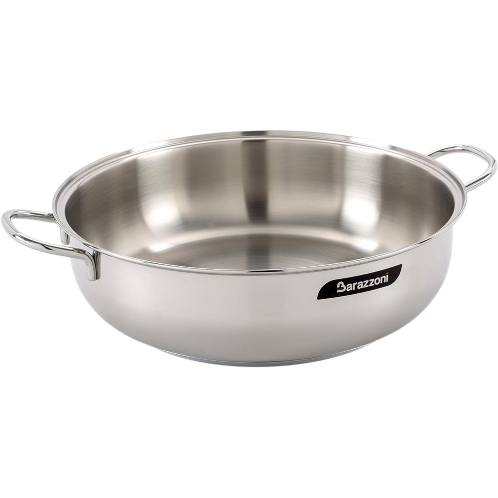 Barazzoni Two-handed pot, stainless steel, ∅22 x H7.5cm, with lid, low casserole BONITA 266604022