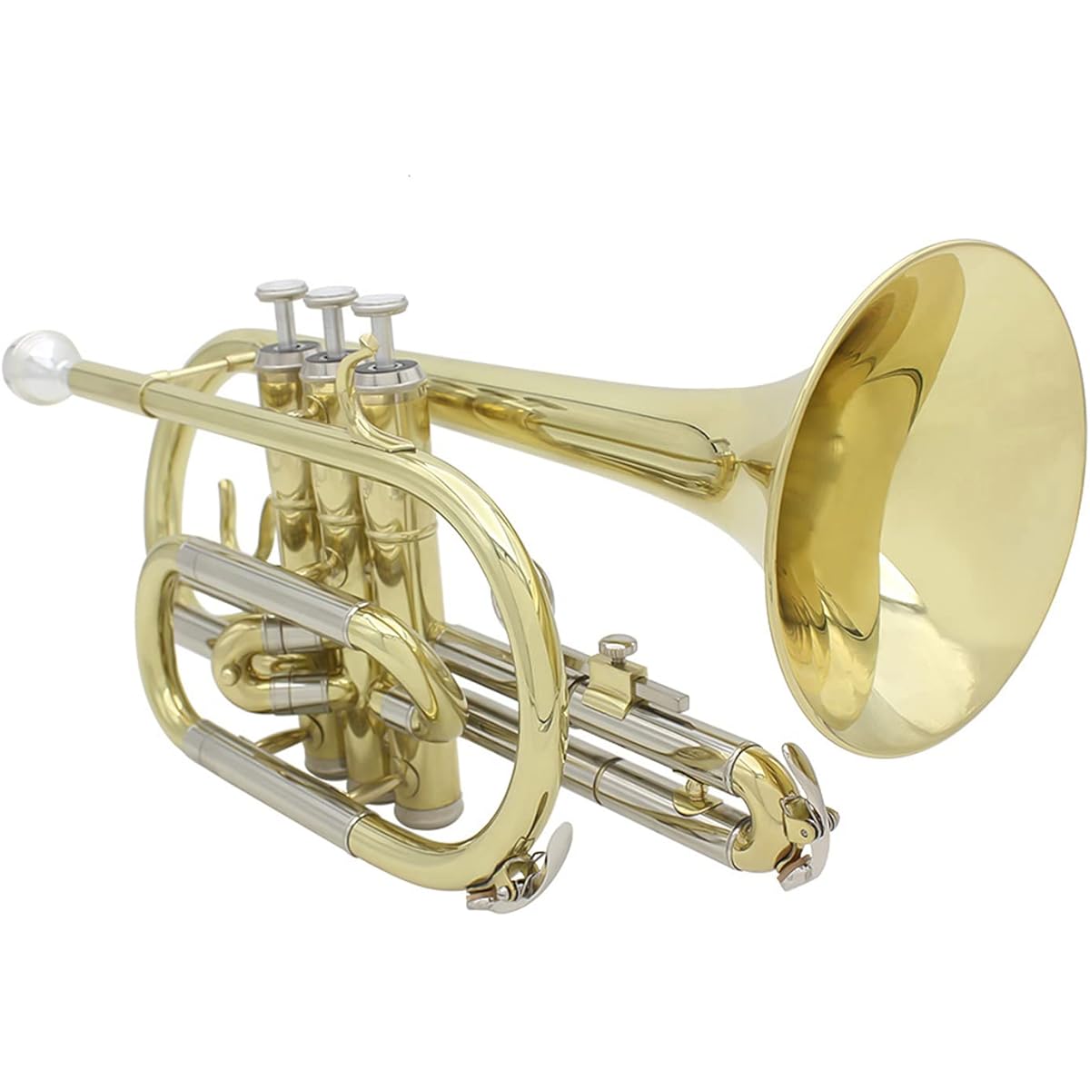 Sasuori Bb Flat Cornet Brass Instrument with Carrying Case, Gloves, Cleaning Cloth Brush