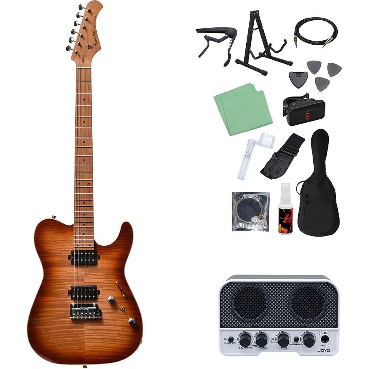 Bacchus TAC24 FMH-RSM/M N-BR-B Electric Guitar Beginner 14-piece Set [Includes Bluetooth Mini Amplifier] Telecaster Type Universe Series Bacchus