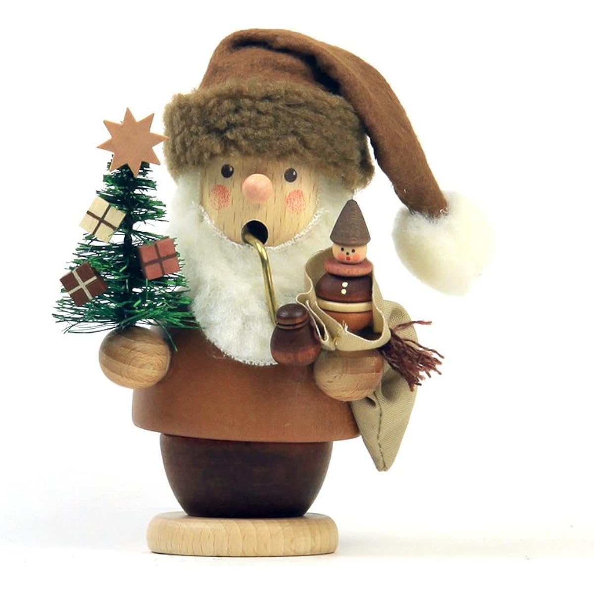 Christian Ulbricht Smoke-emitting doll Santa with a tree and a Daruma doll 14cm Made in Germany 010531