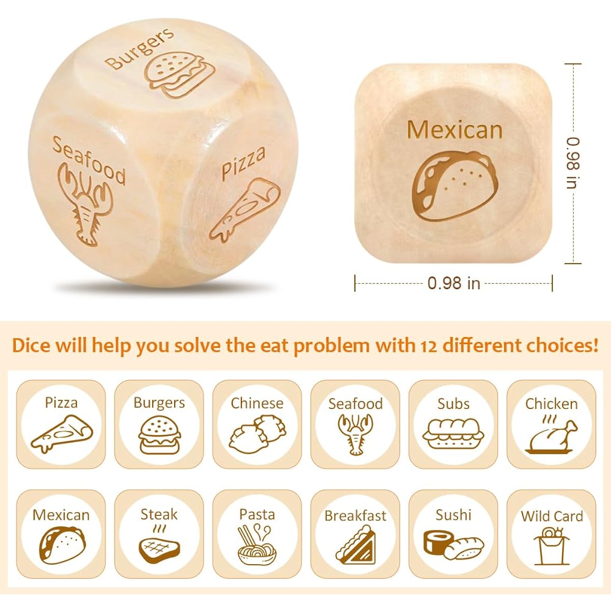 Lollyx Memorial Day Date Night Couples Gifts for Girlfriend Boyfriend - 2 Engraved Wooden Dice for Him/Her