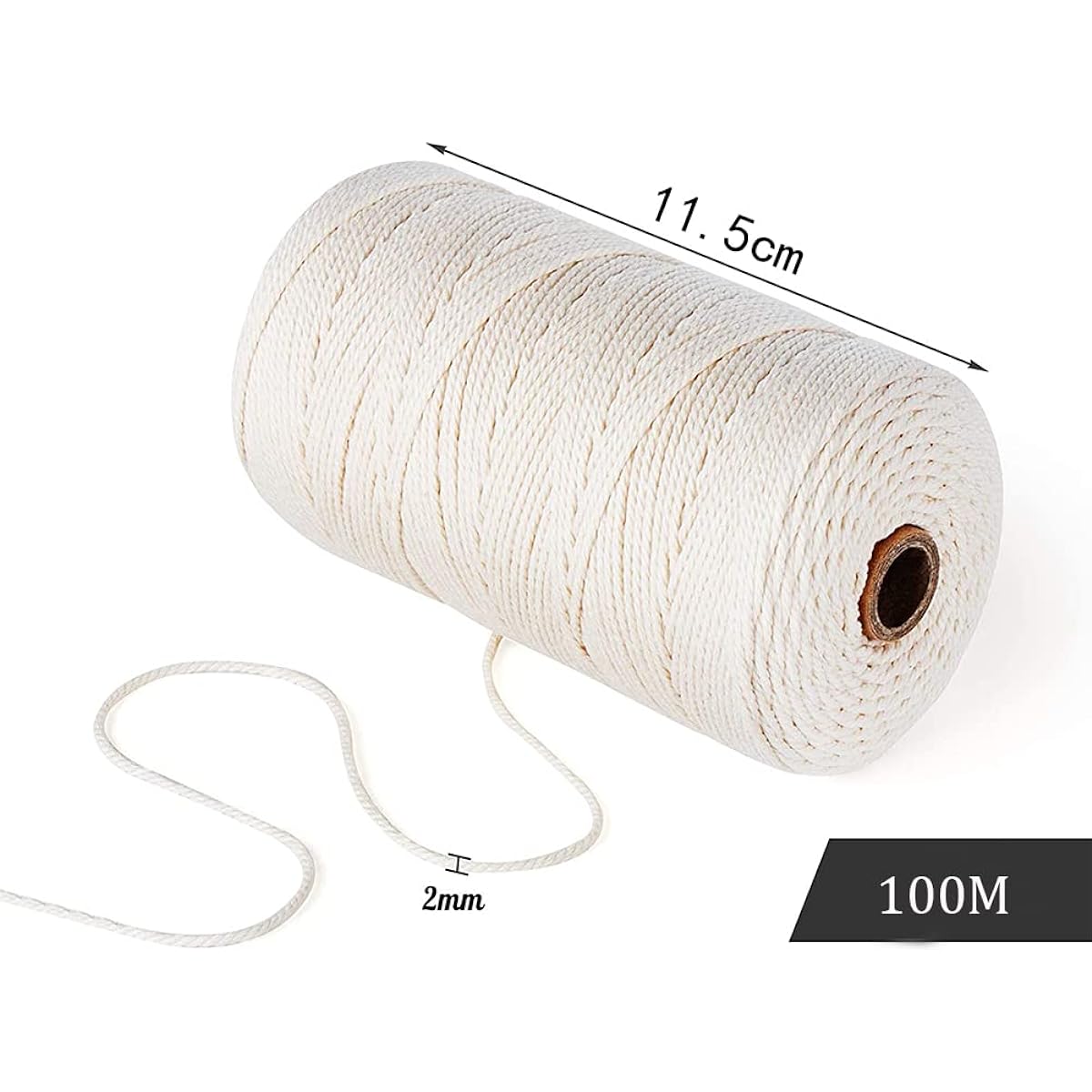 Feelmate Cotton Rope 3mm x 328ft Macrame Cord for Craft Jewelry Making Home Decoration Gift Wrapping