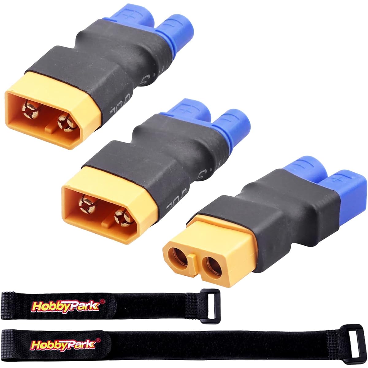HobbyPark XT60 Connector Plug EC3 Adapter RC LiPo Battery Charger Converter with Battery Strap