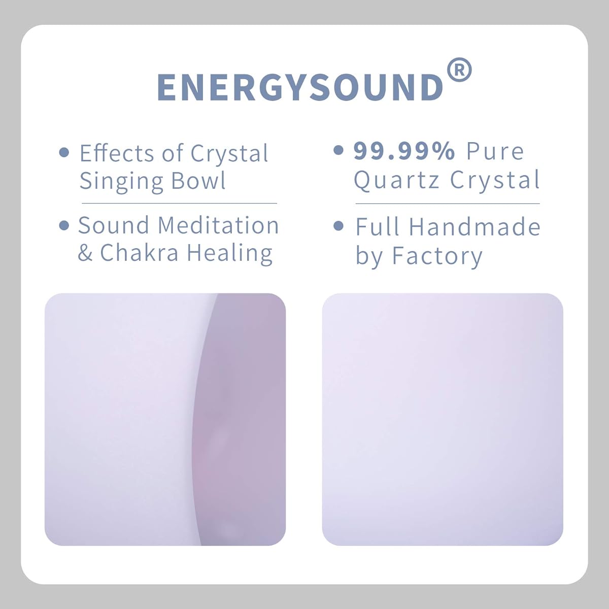 ENERGYSOUND 432Hz Perfect Pitch E Solar Plexus Chakra Frosted Quartz Crystal Singing Bowl 10" + Carry Bag with Mallet & O-Ring