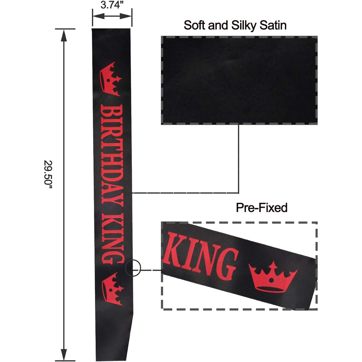 Birthday Crown Men Boys Sash and Pins Men Boys Royal Royal Gold & Red Metal Birthday Boy Crown Birthday Sash Men & Boys Pin Birthday Men Party Decorations