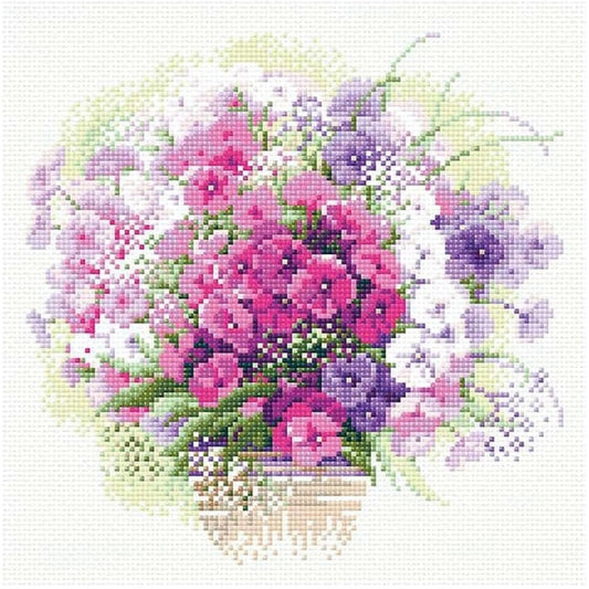 RIOLIS Diamond Mosaic Embroidery Kit 11.75"X11.75"-Watercolor Phlox -RAM0053