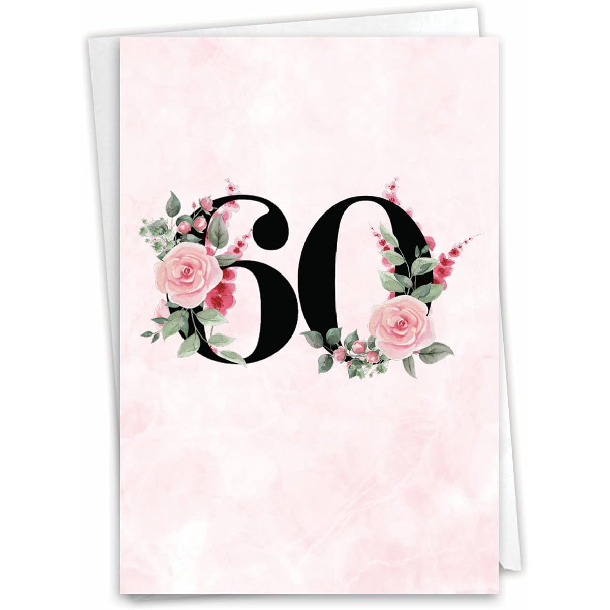 NobleWorks 60th Anniversary Greeting Card with 5 x 7 Inch Envelope (1 Card) Floral Couple 60 C8257MAG