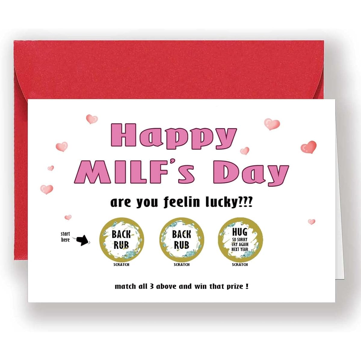 Longkado Funny Happy Mother's Day Scratch Off Cards for Mom - Naughty MILF Day Surprise Card for Your Adorable Mom