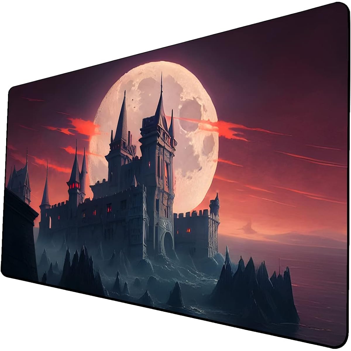 AI Painting TCG Playmat - MTG Trading Card Game Mat 24x14 Inch Premium MTG Playmat - The Perfect Companion for Intense Card Battles - Fantasy Dark Vampire Lotus-090