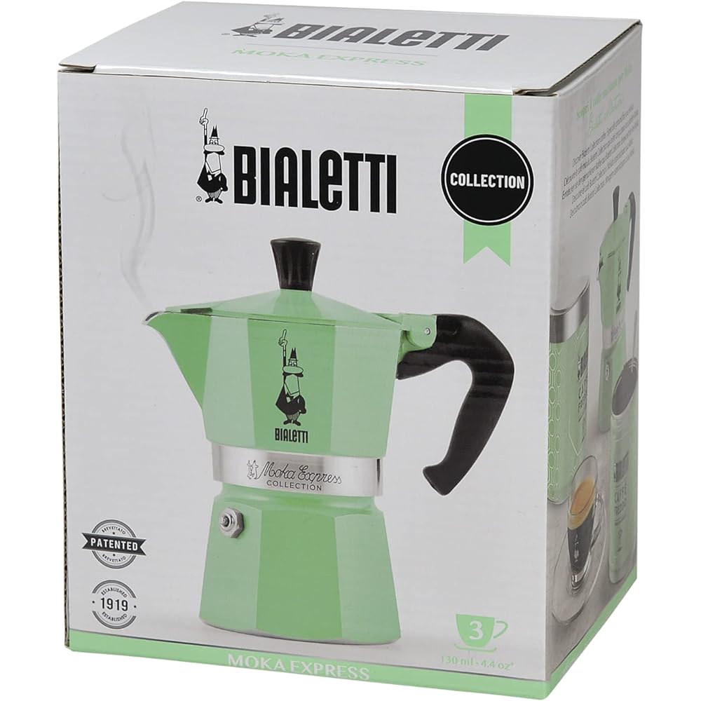 Bialetti Espresso Maker Direct Fire Mocha Alpina 3 Cup Coffee Macchinetta Green 0002762
