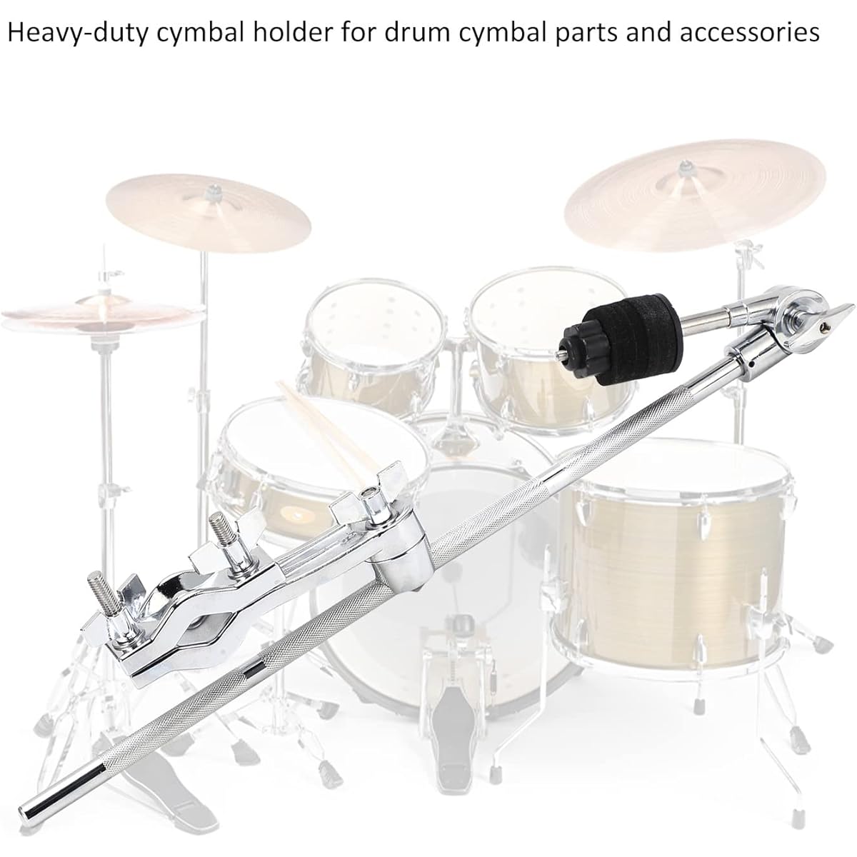 Cymbal Boom Attachment Cymbal Holder Adjustable Clamp Drum Kit Extension Clamp Extension Arm with Accessory Clip Percussion Instrument Drum Cymbal Accessories