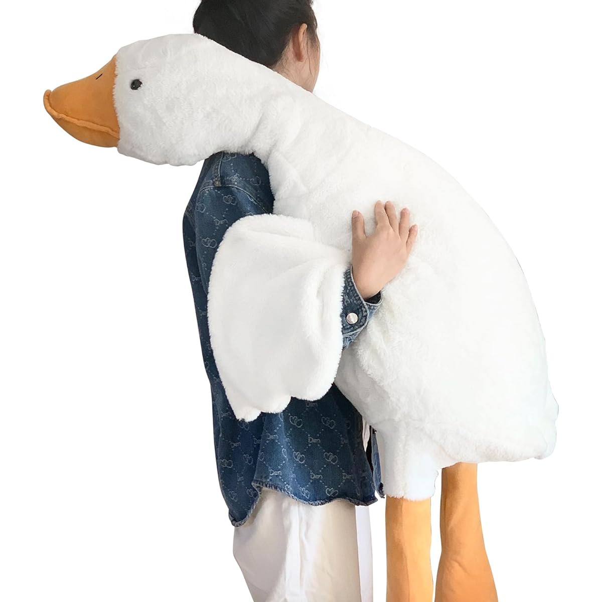 Haengbuk-Goose Plush Toy Giant Sleeping Pillow Soft White Swan Stuffed Animal Gift for Friends and Family(51.2inch/130cm)