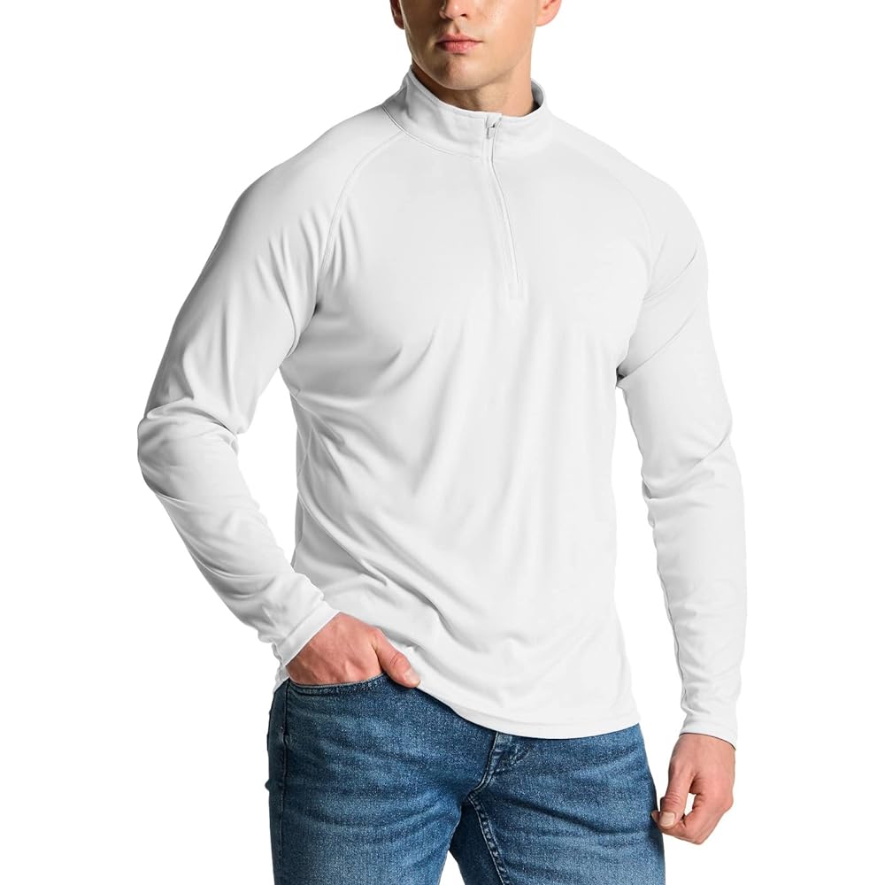 [Tesla] Zip Shirt, Long Sleeve, Men's [Lightweight, Sweat Absorbent, Quick Drying] 1/4 Zip, Half Zip Sports Shirt, Outdoor Cycle, Fitness, Running Sportswear