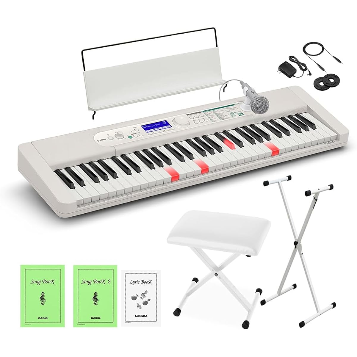 CASIO LK-530 White Stand and White Chair Set Casio