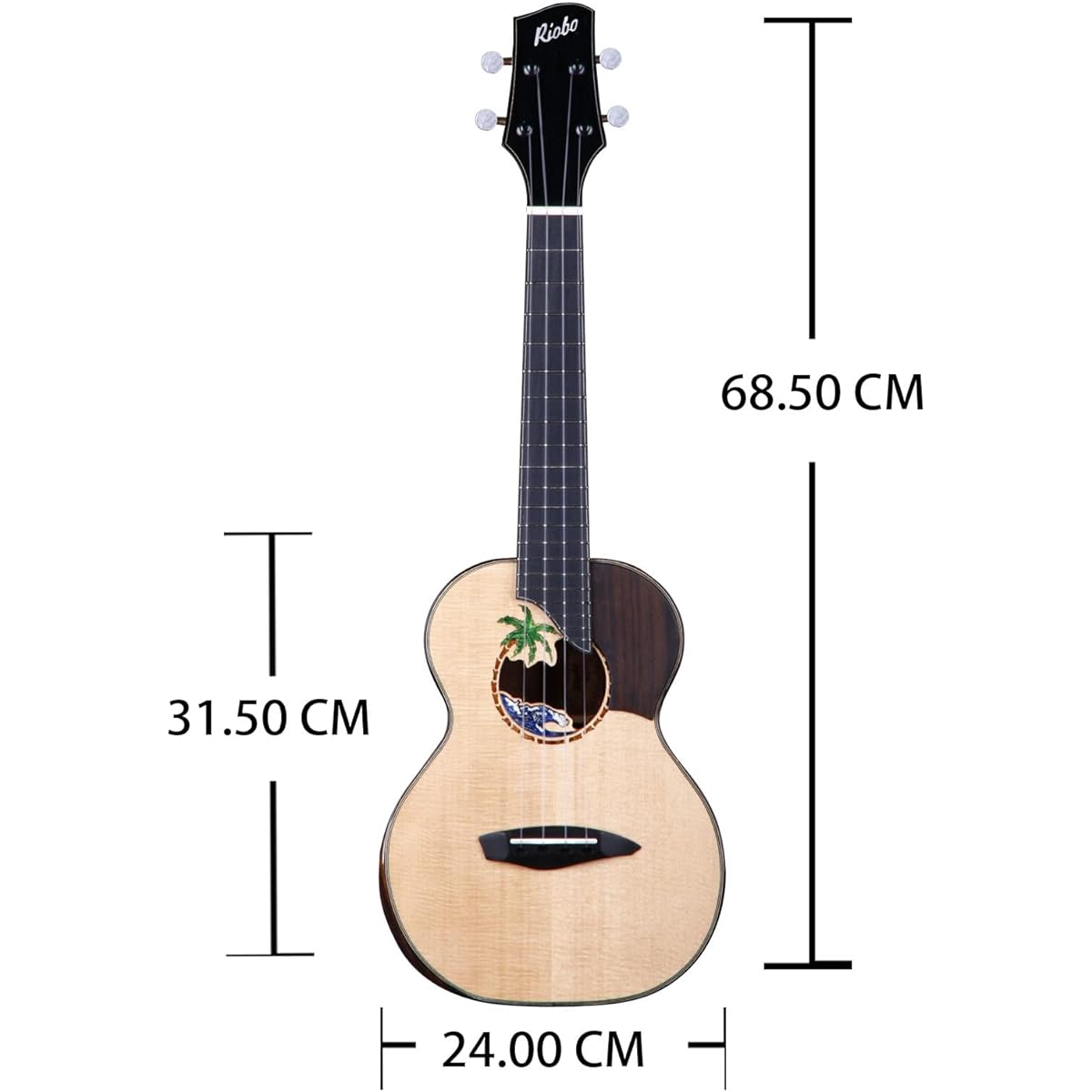 Riobo 26 Inch Electric Ukulele "SEA" Ukulele Hawaiian Spruce Stop Solid Advanced Ukulele Player Electric Ukulele Lightweight 4 String Guitar All Solid Hawaii Ukulele High Gloss Accessories: Ukulele Case, Strap, Capo, Tuner, 10mm Thick Backpack (Tenor EQ)