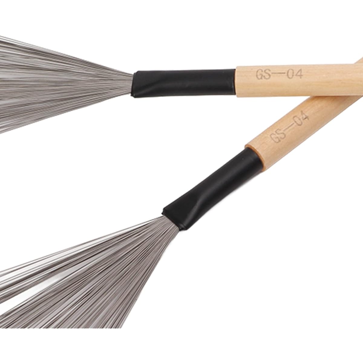 Drum Brush Steel Wire Maple Wooden Handle Percussion Tool Kit with Portable Storage Bag 5 Colors (Wood Color)