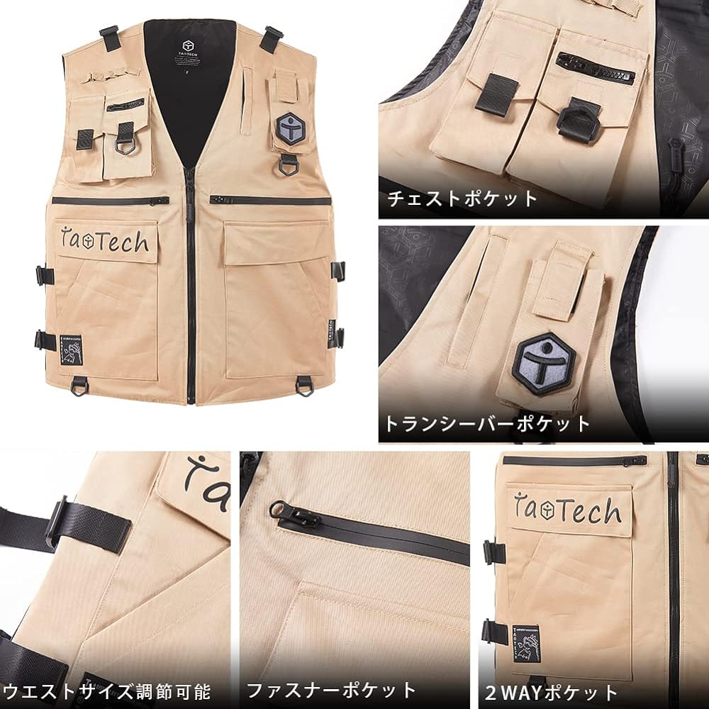 [TaoTech] Multi-Vest, Outdoor Vest, Fishing Vest, Fishing Vest, Multi-Functional, Pocket, Chest Pocket, Cotton, 100% Cotton, Work Wear, Breathable, Quick Drying, Jacket, Work Clothes, Mountain Climbing, Sports Vest