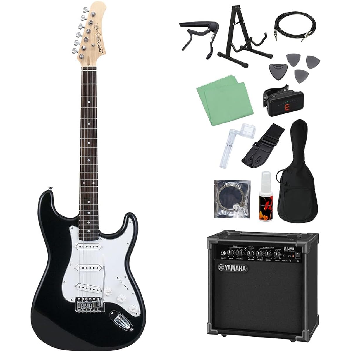 Photogenic ST-180 BK Electric Guitar Beginner 14-piece Set [Includes GA15II] Stratocaster Type Photogenic