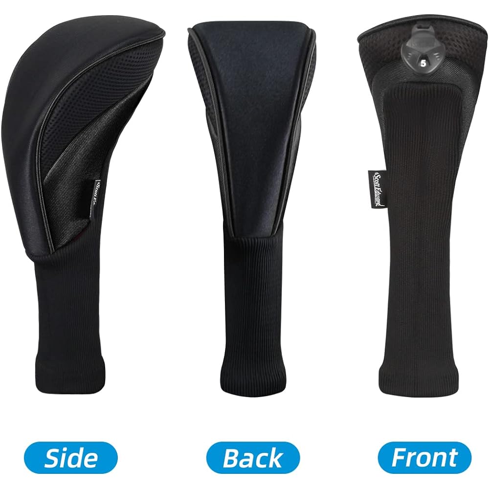 Scott Edward golf club head covers apply to Lane Woods driver mixed type, 3 long neck mesh golf club head covers with replaceable number labels
