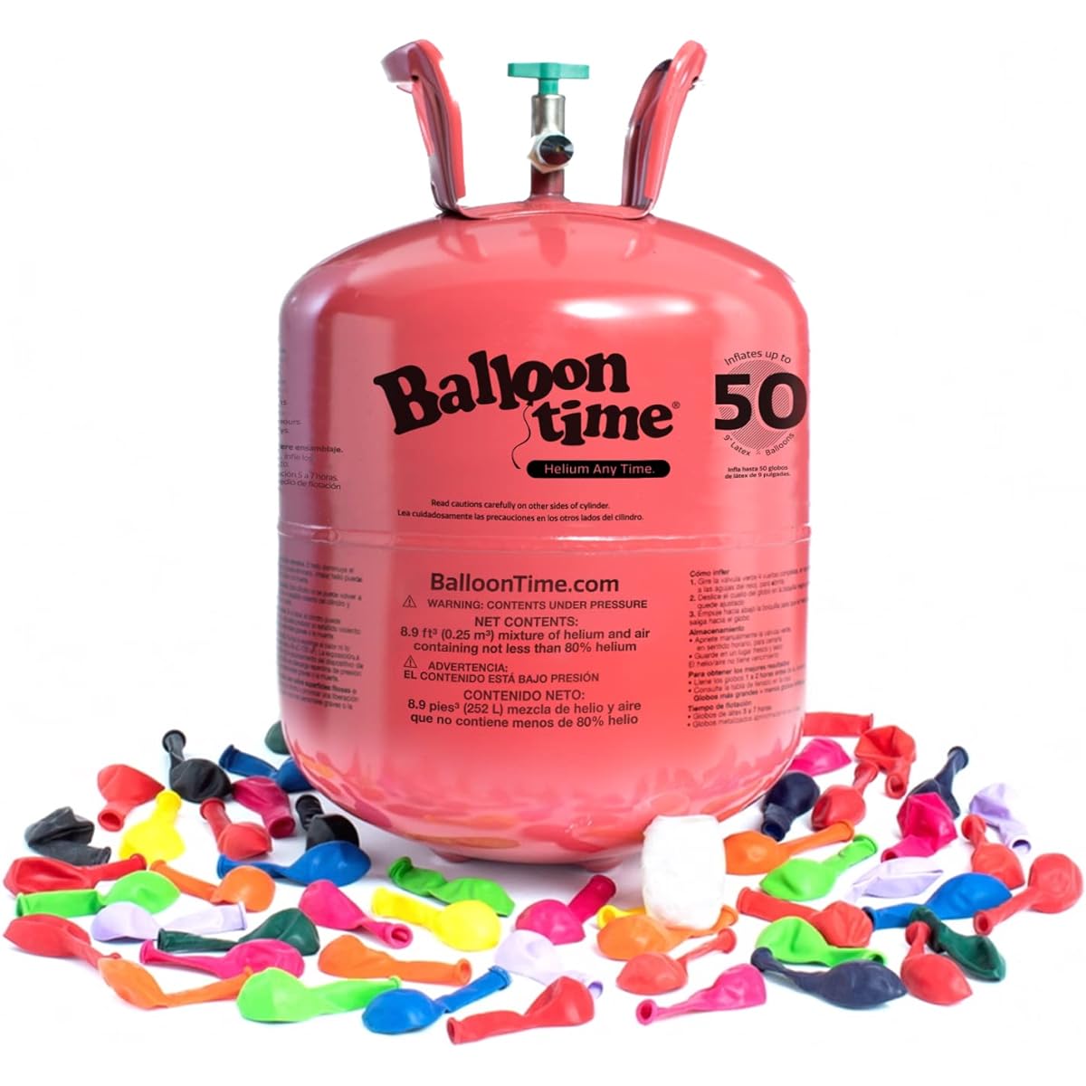 BALLOON TIME Disposable Helium Balloon Kit 14.9 cubic feet