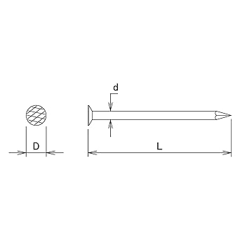 DAIDOHANT (Nail) JIS Round Nail 25kg (Body Diameter D) 2.15 x (Length L) 38mm [Iron/No Surface Treatment] (Approx. 21250 pieces) 9117