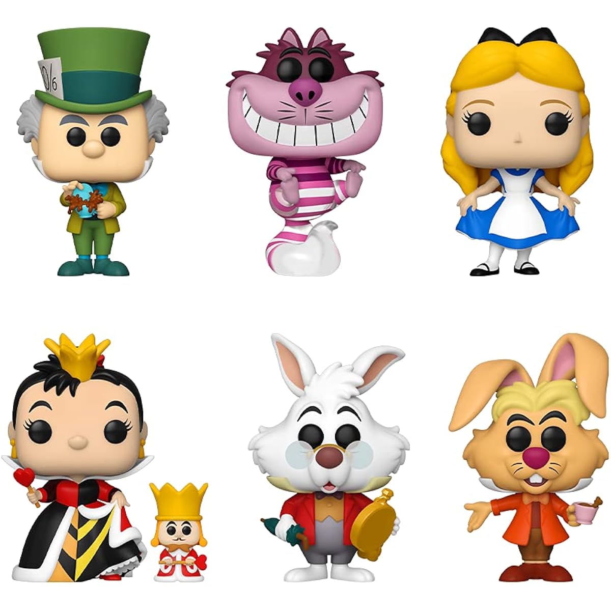 Funko Pop! Alice in Wonderland 70th Anniversary 6-Piece Set: Alice, Cheshire Cat, Mad Hatter, White Rabbit, Queen and King with Clock