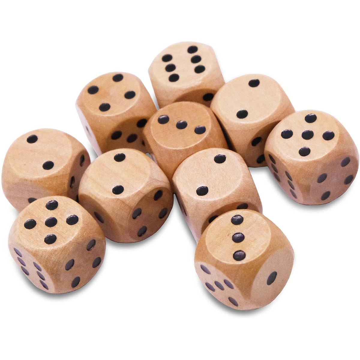 STAHLHAMMERS Wooden Dice Set of 10, Standard 16mm, 6 Sides, Perfect for Board Games and RPGs