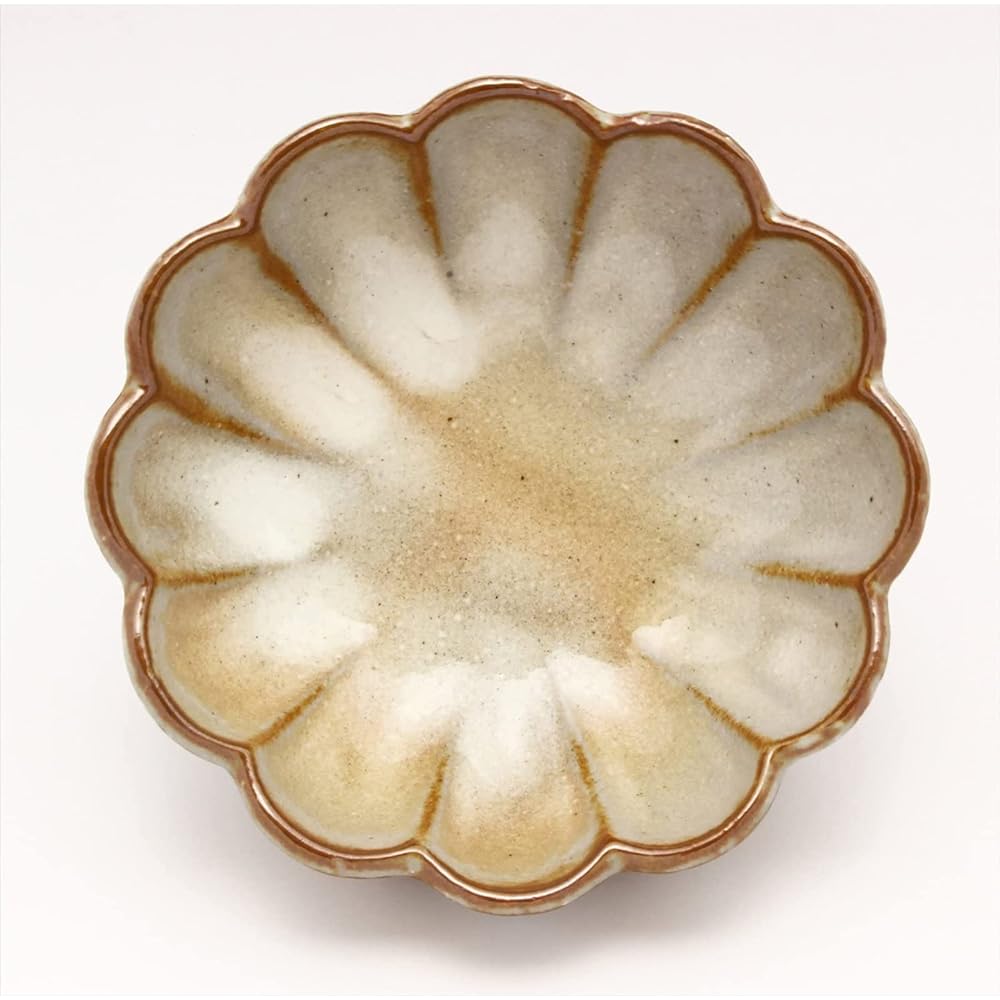 Mino ware "Kato Kenji" Gohonte Chrysanthemum-shaped three-legged small bowl, bowl, plate, diameter approx. 11cm, tableware set of 5, made in Japan, 532-0036s