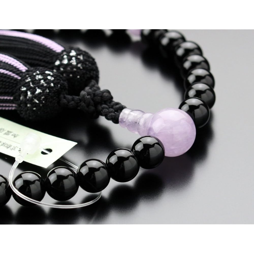 Nenju.com Prayer beads for women, approximately 8 mm, black onyx, wisteria stone, pure silk 2-color tassels [Informal prayer beads, Kyoto prayer beads, Kyoto memorial service, funeral, memorial service, natural stone, lavender amethyst, purple stone 2000