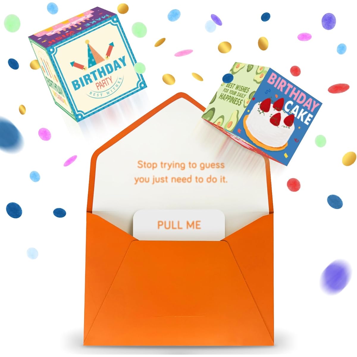 PopBox Birthday Cards Explosion Pop Up Confetti Birthday Cards Funny Surprise "Boom" Card & 2 Pop Boxes Prank Envelope Gifts Greeting Cards for Men Women Kids Dad Mom Husband Wife - Happy Birthday