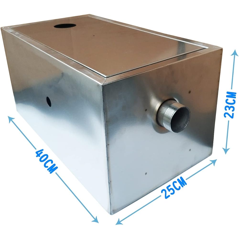 Iproods Grease Trap Stainless Steel Oil Water Separator for Kitchen Sink Drainage for Commercial Use, Kitchen Facilities, Restaurants, Home Use, Silver, Japanese Instruction Manual Included (400*250*230MM)