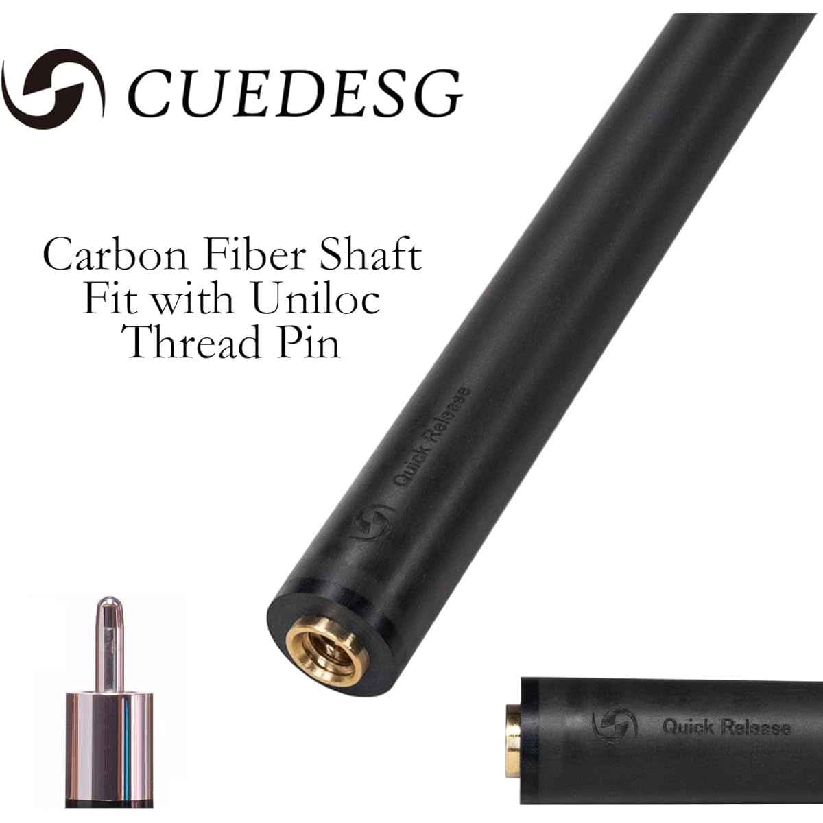 CUEDESG Carbon Fiber Pool Cue Stick Shaft 10.5mm/11.8mm/12.5mm Low Deflection Pool Stick Shaft Professional Cue Stick Shaft (Shaft Only)