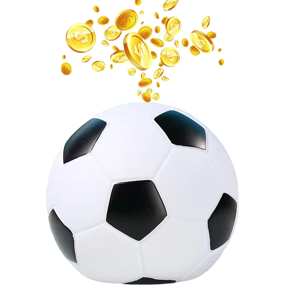 Piggy Bank for Boys, Large Football Coin Bank, Unbreakable Plastic Money Bank Toys for Kids Birthday Soccer Sports Theme Room Home Decoration