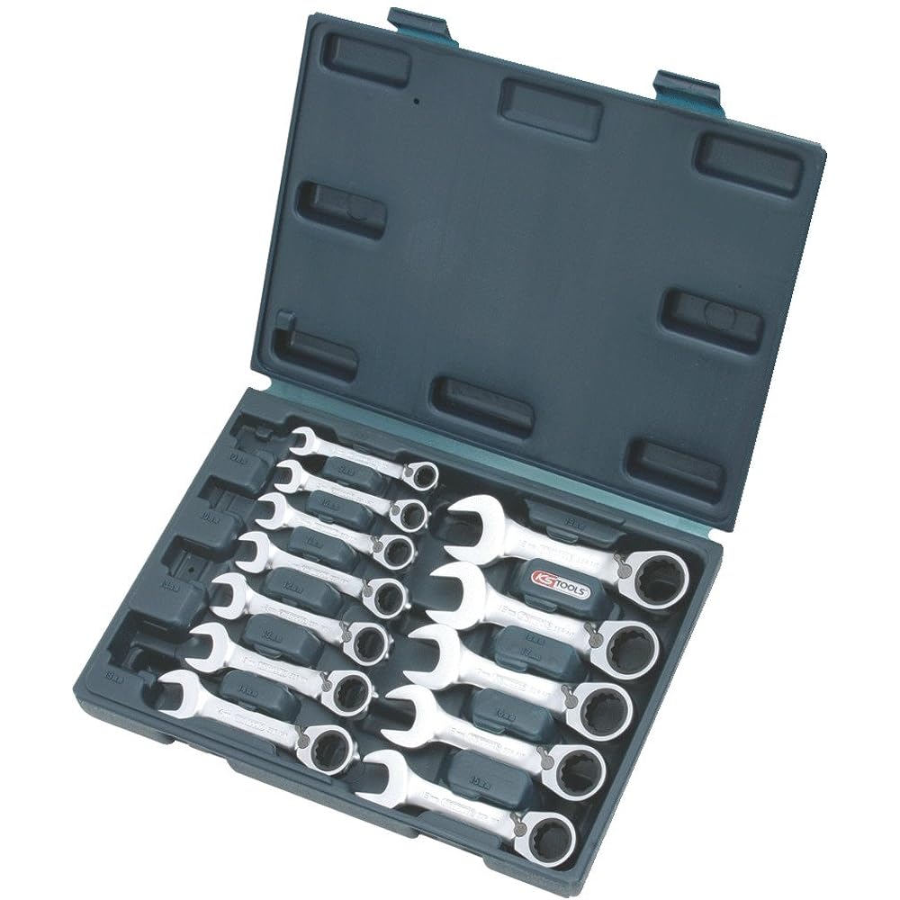 KS TOOLS GEARplus combination ratcheting spanner set stubby 12 pcs 503.4652