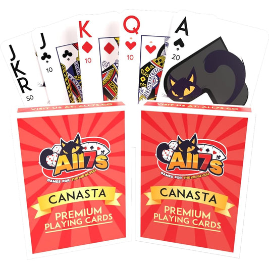 All7s Canasta Card 2 Decks of Playing Cards | Canasta Cards with Point Values on Cards | Large Face Playing Cards for Seniors | Perfect Canasta Card Game Set Gift