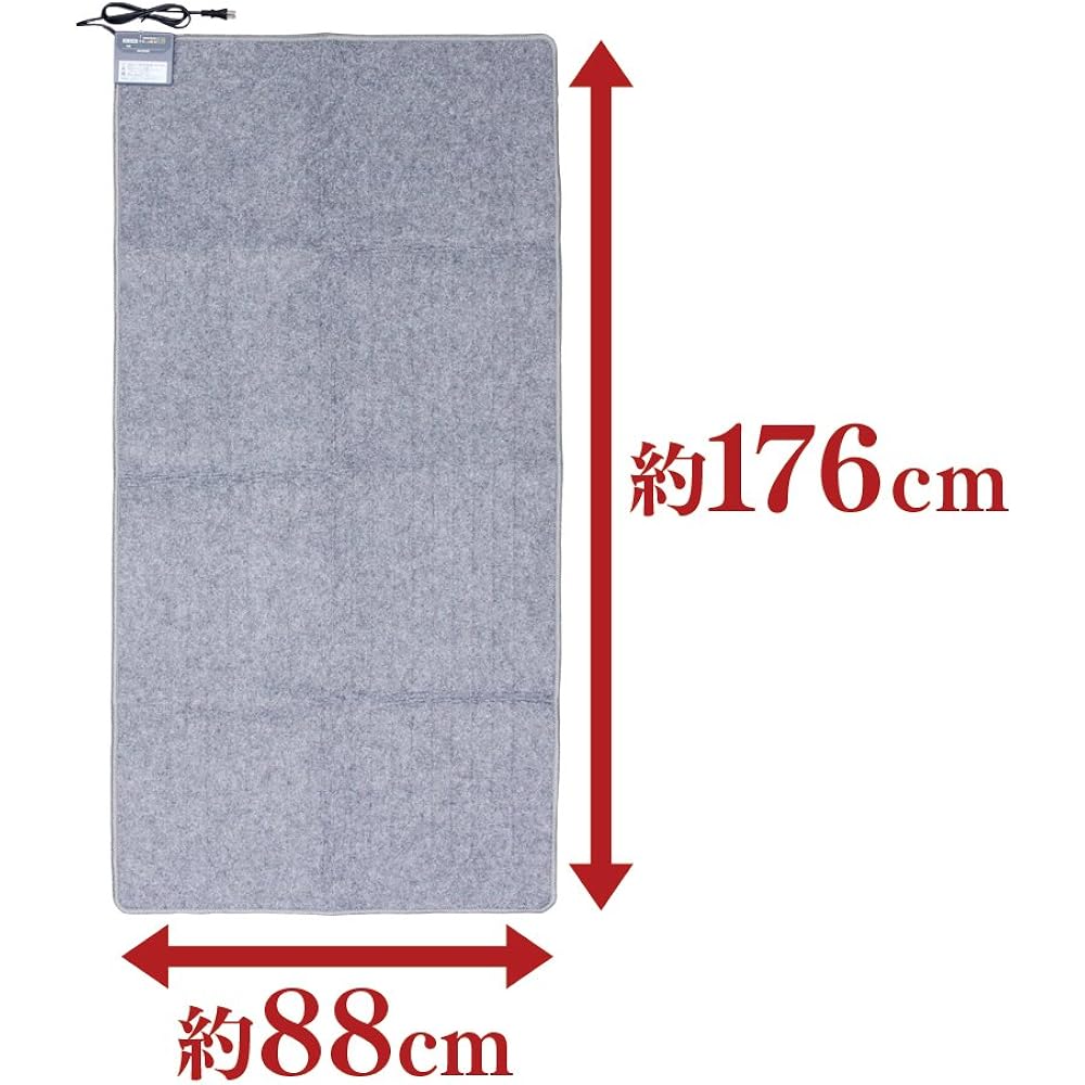 Iris Ohyama Hot Carpet, 1 tatami mat, 176 x 88 cm, 5-level temperature control, electric carpet, electric mat, hot mat, dust mite extermination, can be used with kotatsu, 1 tatami mat, foot heating, IHC-10-H, Gray