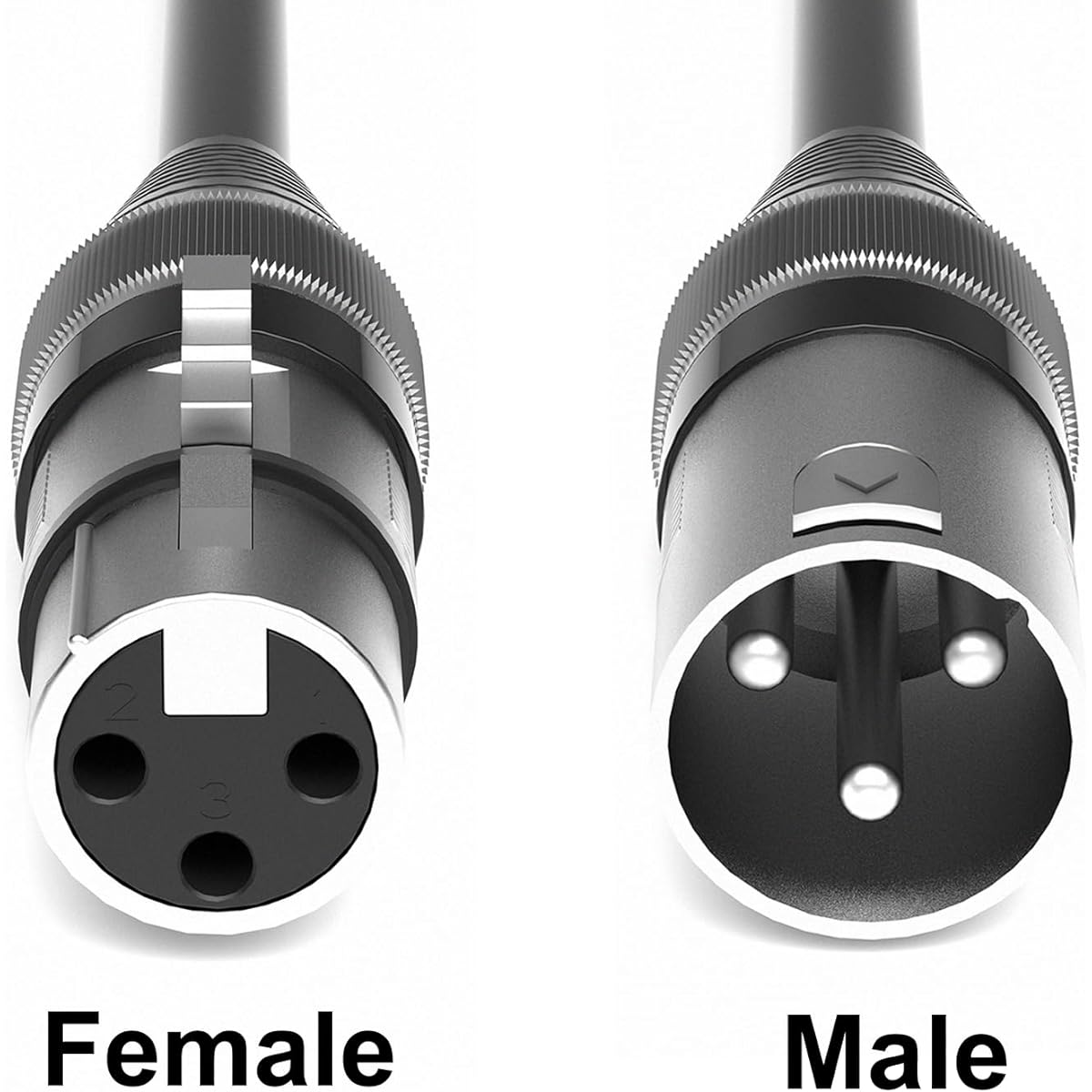 Dingsun XLR Cable 3 Pin XLR Male to XLR Female Premium Balanced Microphone Cable Black Compatible with Microphone Mixer Effector Speaker etc. (16.5ft 2pcs)