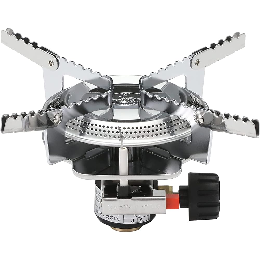 Captain Stag Auric Small Gas Burner Stove (with Case) M-7900 & Camping Barbecue Kettle Aluminum Camping Kettle [Set Purchase]