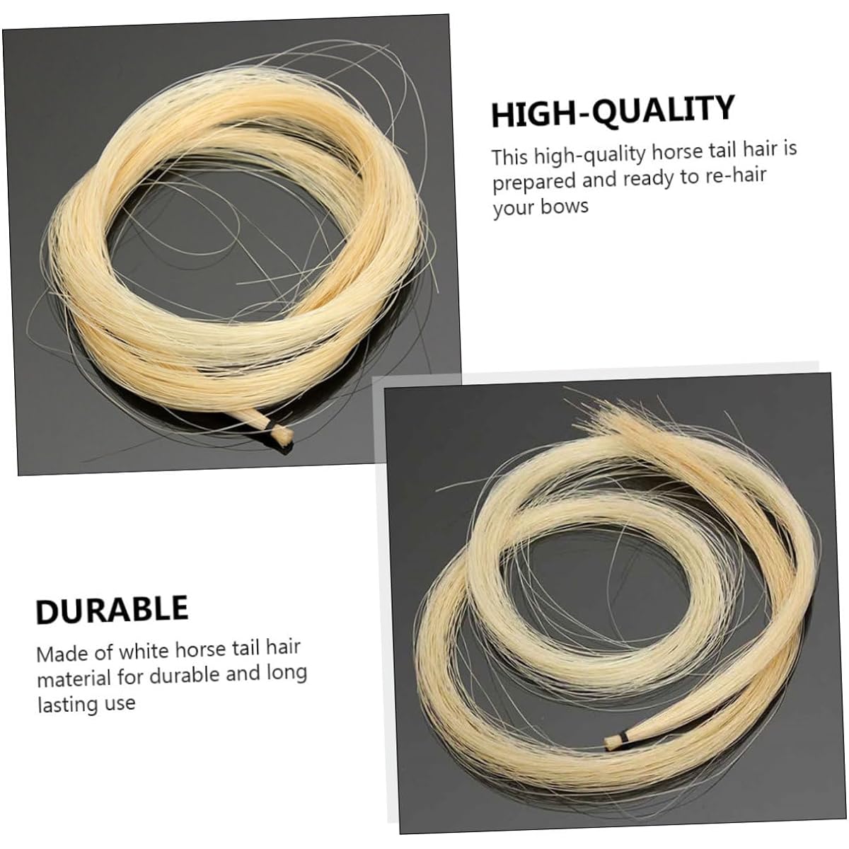 Vaguelly 28pcs Violin Bow Hair Viola Accessories White Horse Tail Hair Natural Student Mongolia