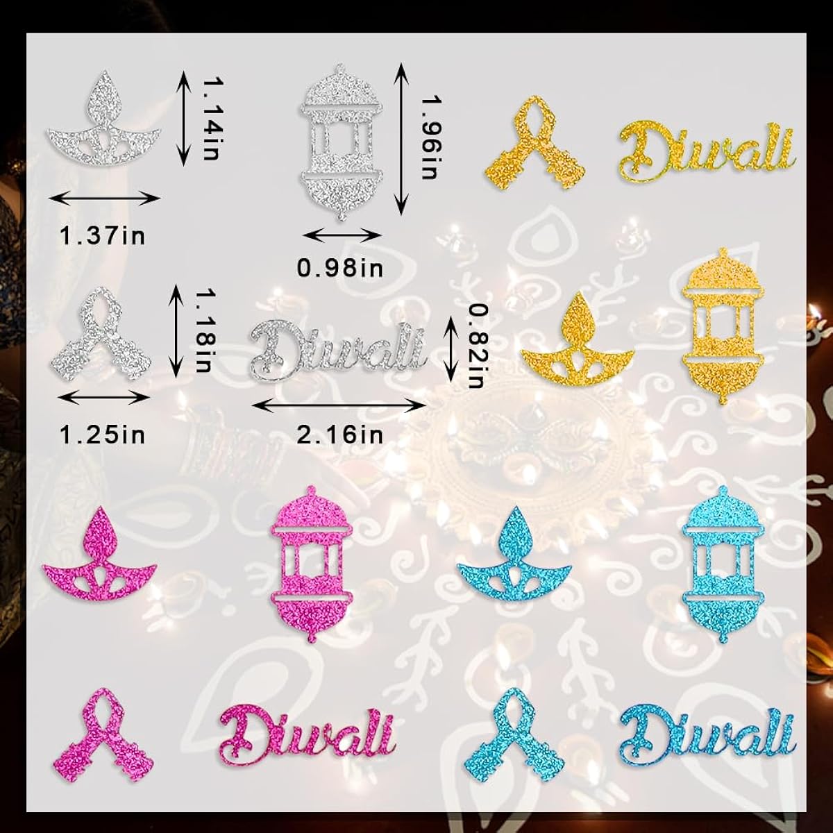 Hying Diwali Confetti for Table 200pcs Pink Gold Blue Sequins Festival of Lights Diwali Decor Home Decoration Happy Diwali Holiday Decorations Crafts Table Decoration Supplies Deepavali Table Decoration