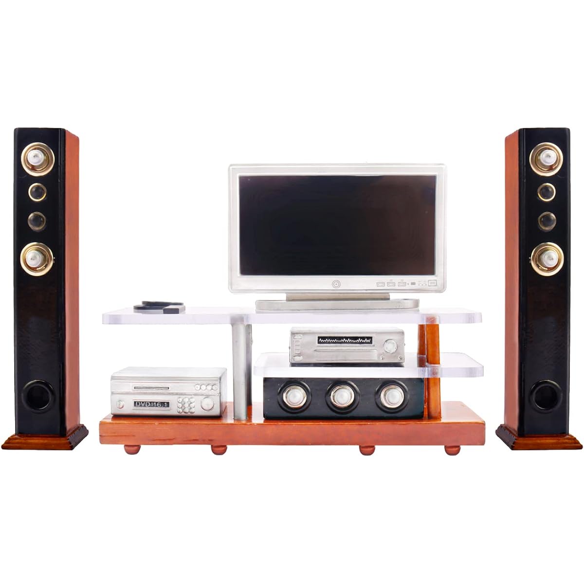 Hiawbon 1:12 Scale Mini House Miniature TV Cabinet Set Miniature House Mini Living Room Furniture Accessories White