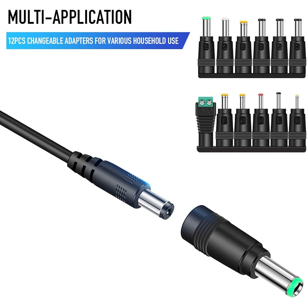 Geeon 24V 1.5A AC DC Adapter 36W Power Transformer with 5.5 x 2.1mm DC Male and 12 Replacement Plug Connectors ETL Standard Certified (24 Volt Devices Only)