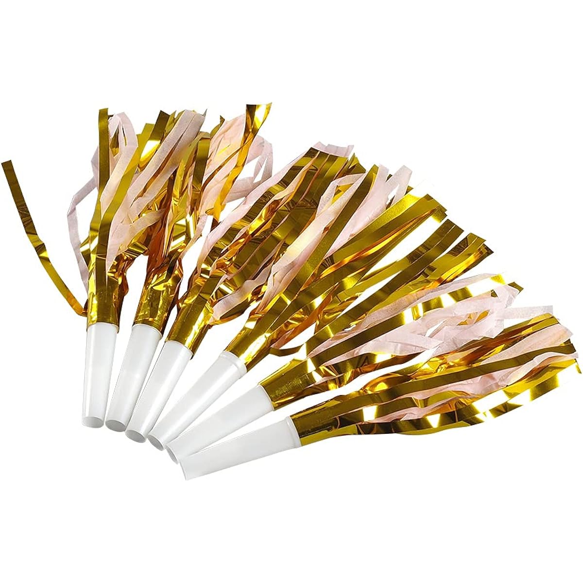 HAOYUNLAI 24pcs Party Horns Noise Makers Pink Glitter Metallic Fringe Noise Makers Party Favors for Adults New Year Carnival Celebration Birthday Halloween Party Favors Decorations