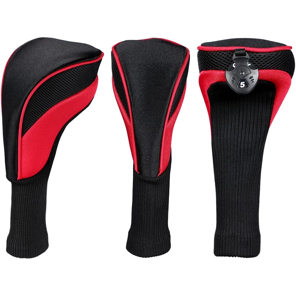 Long Neck Golf Hybrid Club Head Cover with Replaceable Number Tag, Set of 3, 3, 4, 5, 7, X