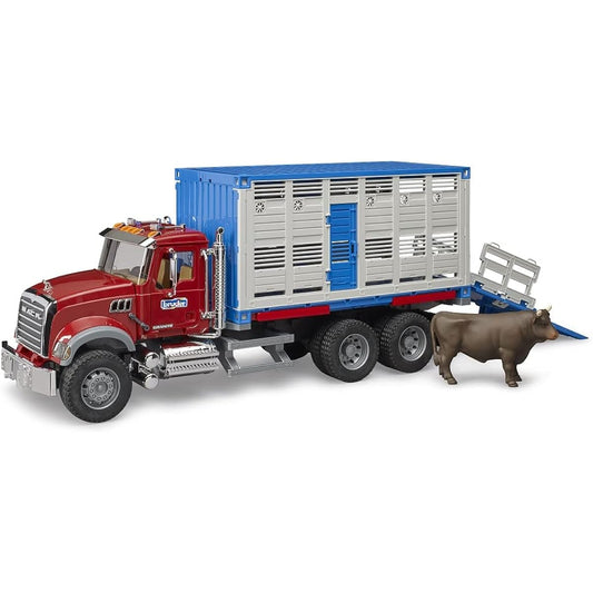 Bruder 02830 Mack Granite Cattle Transportation Truck with 1 head BTA02830