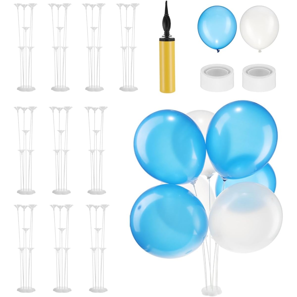 Libima Table Balloon Stand Kit, 29" Tall, 10 Balloon Holders with 100 Latex Balloons for Balloon Centerpieces, Bridal Shower, Graduation, Engagement, Wedding, Birthday, Anniversary Decorations, Set of 10